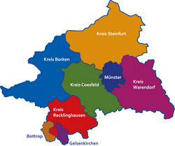 Umriss vom Regierungsbezirk Münster