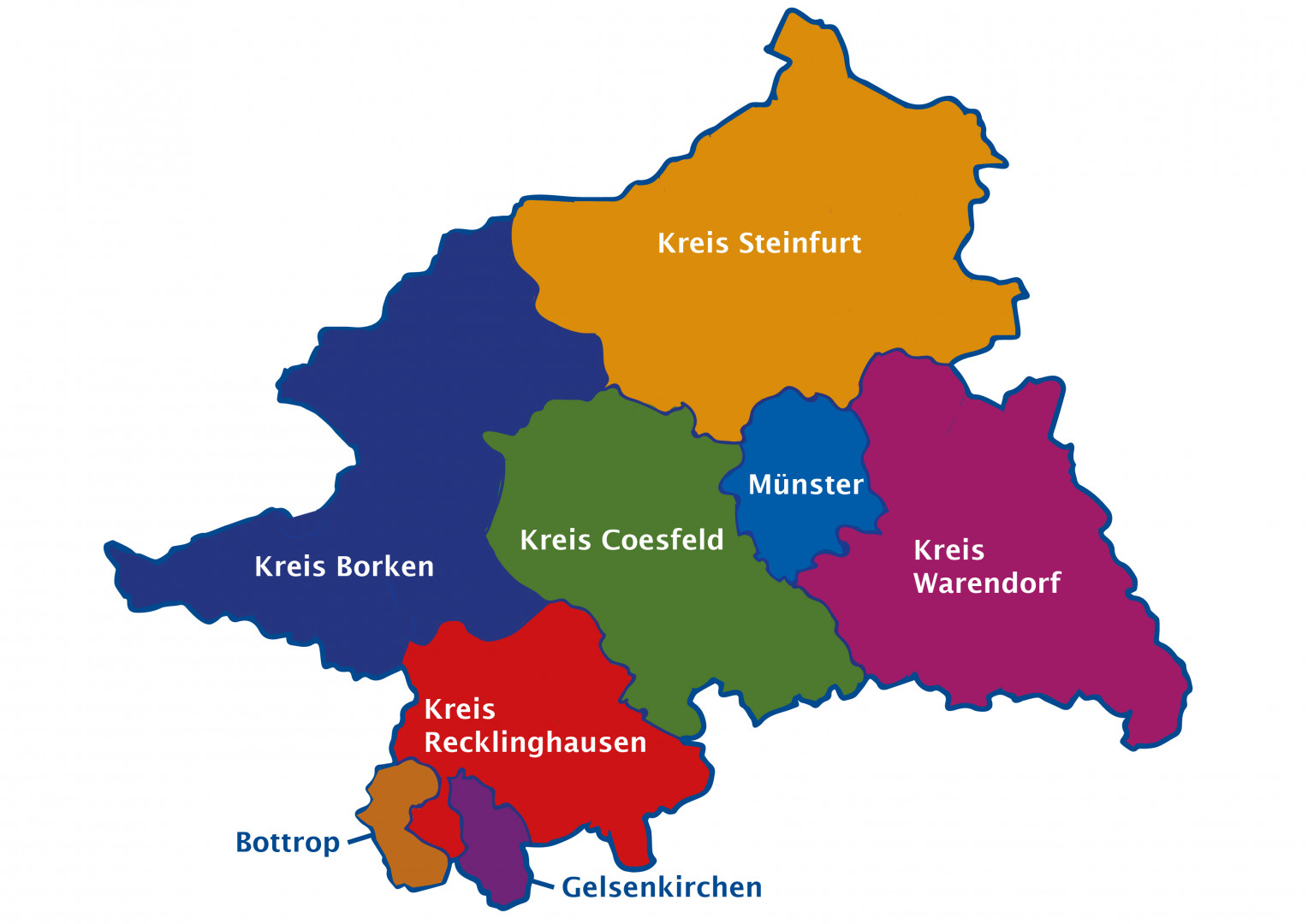 Karte vom Regierungsbezirk Münster