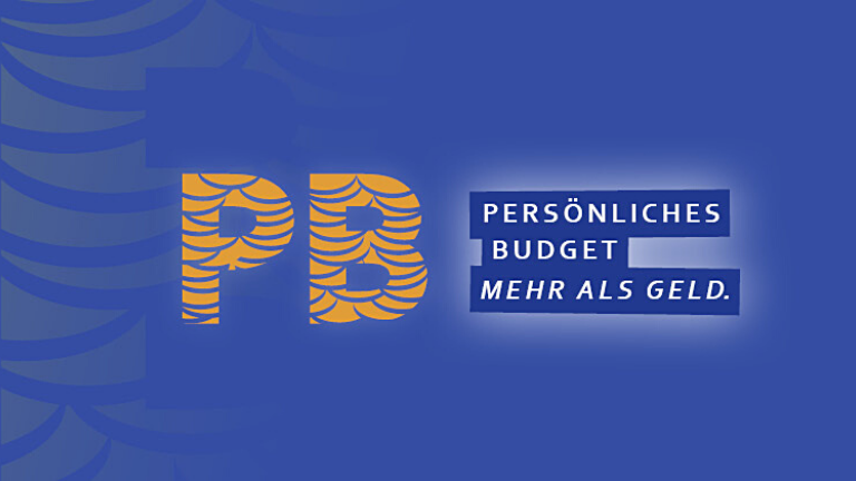 Man sieht das Logo des Persönlichen Budgets. Es steht geschrieben: Persönliches Budget - mehr als Geld