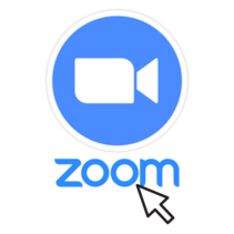 Logo Zoom, Mauszeichen Symbol, Es steht geschrieben: Zoom