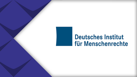 Logo des Deutschen Instituts für Menschenrechte: Ein blaues Quadrat mit dem Schriftzug Deutsches Institut für Menschenrechte