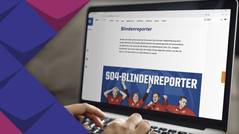 Computerbildschirm mit der Webseite der Blindenreporter von Schalke 04.