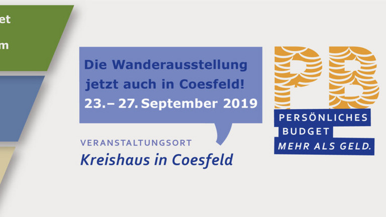 Eine Grafik zur Wanderausstellung Persönliches Budget Mehr als Geld! 23.-27.09.2019 in Coesfeld