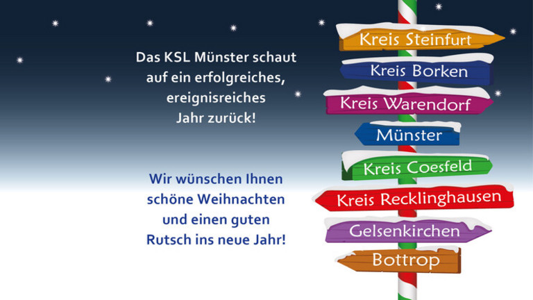 Das KSL Münster schaut auf ein erfolgreiches, ereignisreiches Jahr zurück! Wir wünschen Ihnen schöne Weihnachten und einen guten Rutsch ins neue Jahr!