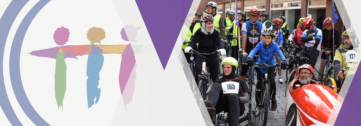 GIRO inklusiv - Eine Anleitung zur Inklusion entwickeln Eine Grafik mit dem KSL-Logo (links) und ein Bild (rechts) mit Teilnehmenden des "GIRO inklusiv 2018" in Coesfeld