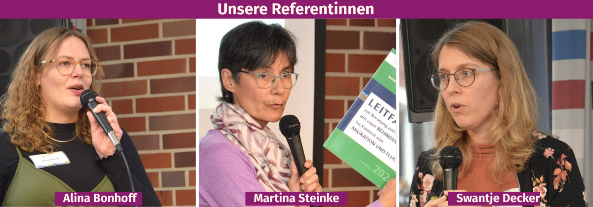 Die Fotocollage zeigt die Referentinnen Alina Bonhoff (links im Bild), Martina Steinke (Mitte) und Swantje Decker (rechts im Bild).