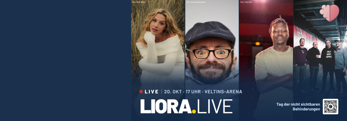 Banner zu LIORA.LIve mit Fotos von Molly Sue, Raul Krauhausen, Pils und Kippe..