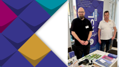 Bild vom Stand des KSL-MSi-NRW mit Julian Rohlfing und Ralf Bylski.