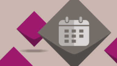 Grafik eines Kalendersymbols, dahinter Kacheln in den Farben des KSL.Münster